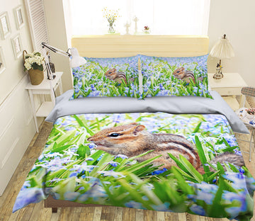 3D Squirrel Flower 041 Bed Pillowcases Quilt