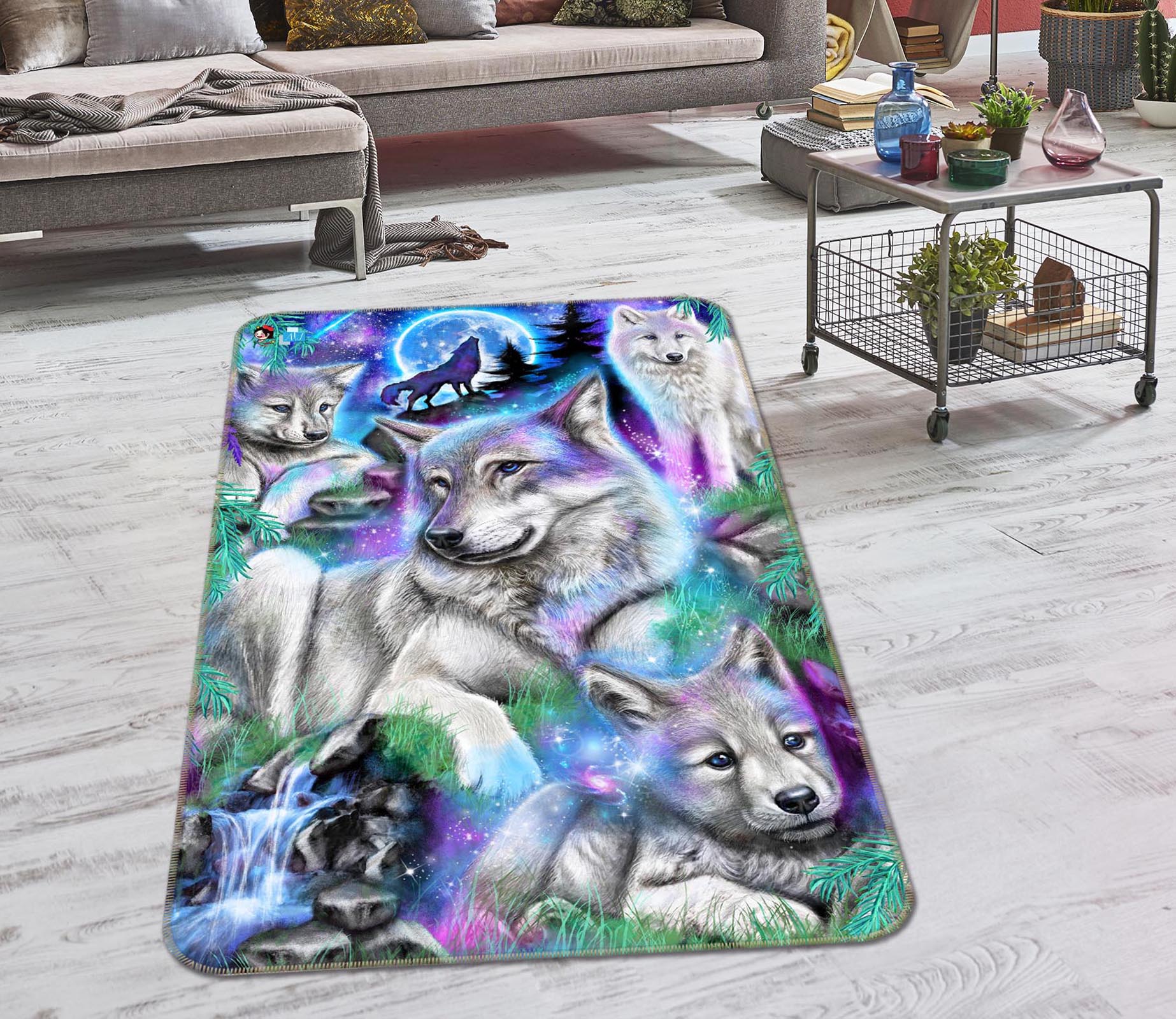 3D Moon Wolf 8538 Sheena Pike Rug Non Slip Rug Mat