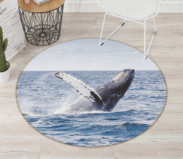 3D Humpback Whale 81295 Animal Round Non Slip Rug Mat