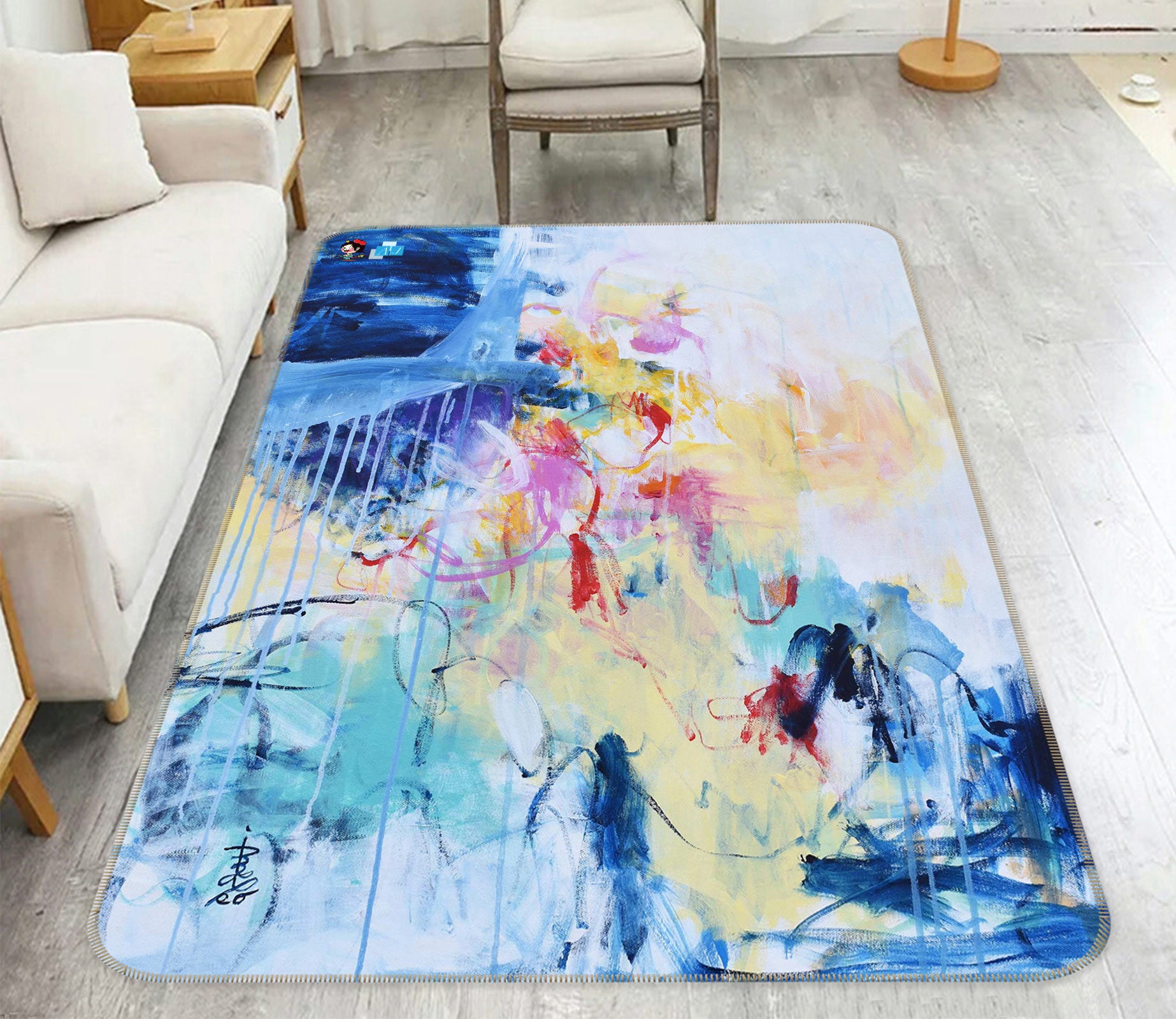 3D Color Ink Pattern 123134 Misako Chida Rug Non Slip Rug Mat