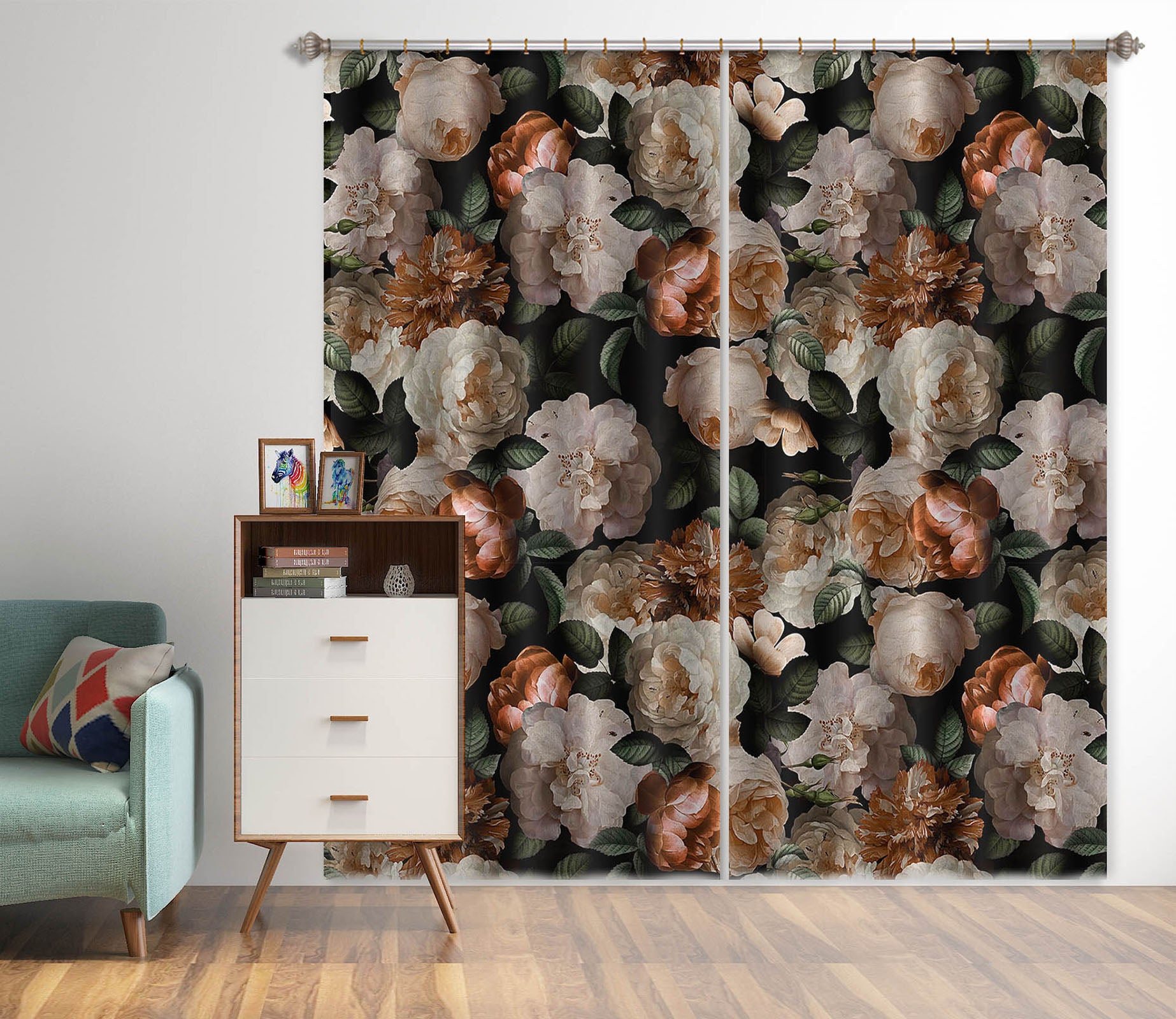 3D Flower Cluster 112 Uta Naumann Curtain Curtains Drapes