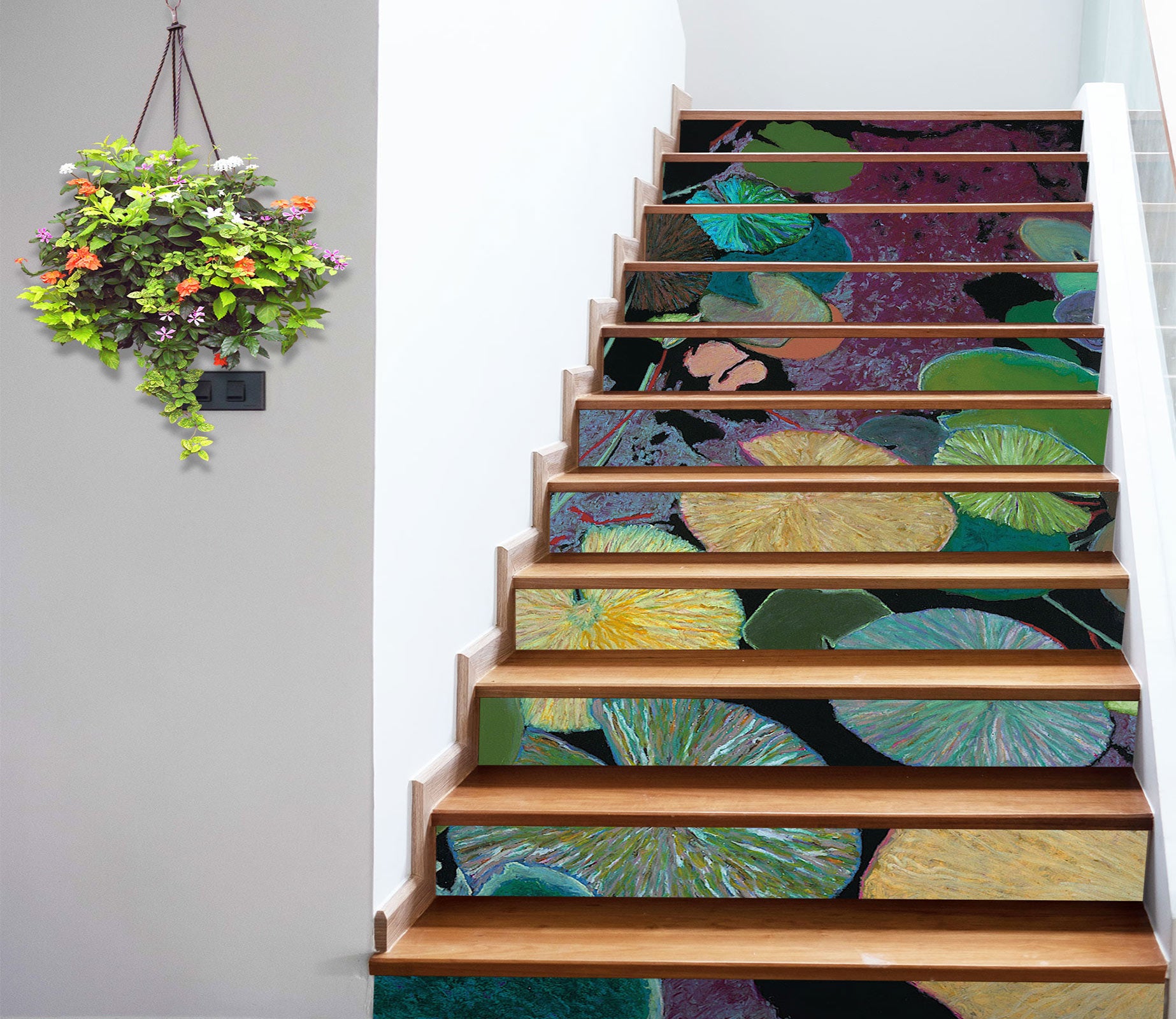 3D Green Lotus Leaf Painting 90143 Allan P. Friedlander Stair Risers