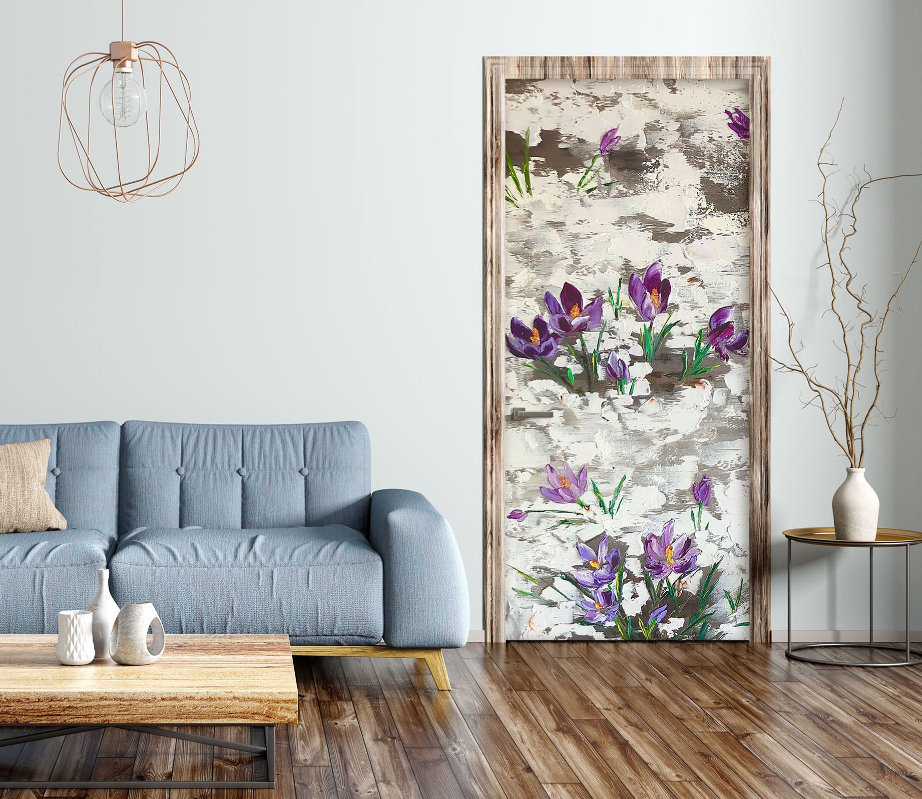 3D Purple Painted Flowers 844 Skromova Marina Door Mural