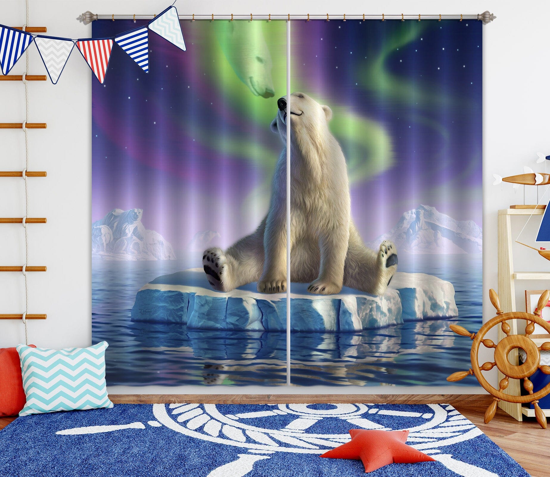 3D Polar Bear 043 Jerry LoFaro Curtain Curtains Drapes Curtains AJ Creativity Home 