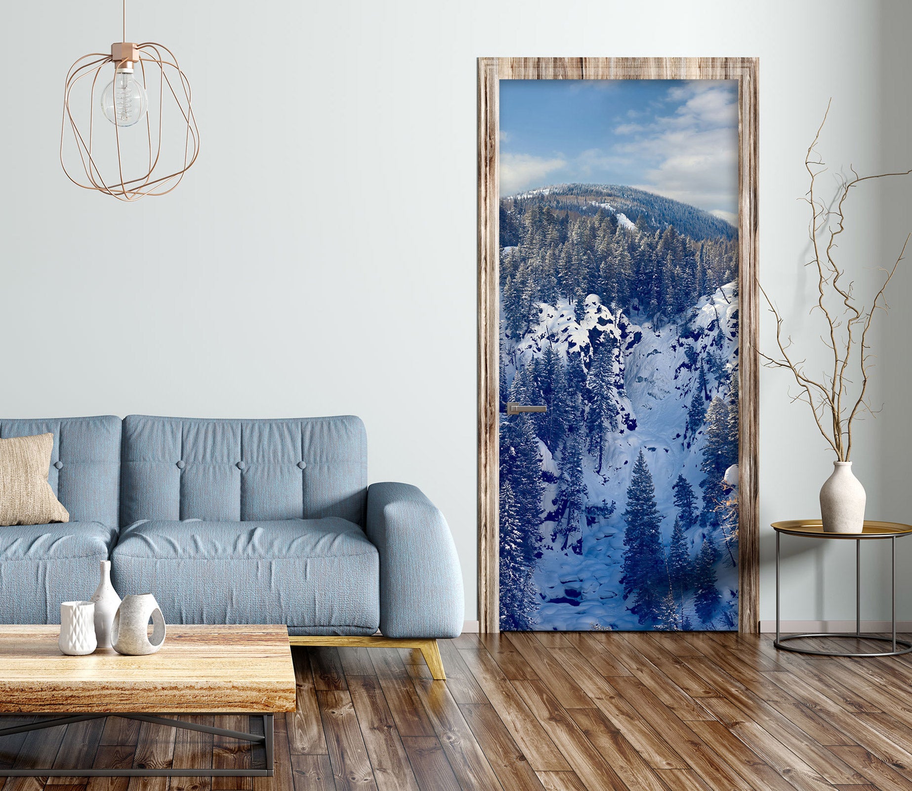 3D Woods Snow Mountain 107208 Beth Sheridan Door Mural