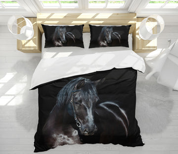 3D Black Horse 19214 Bed Pillowcases Quilt