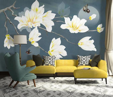 3D White Flowers 1421 Wall Murals Wallpaper AJ Wallpaper 2 