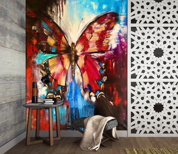 3D Red Painted Butterfly 276 Skromova Marina Wall Mural Wall Murals