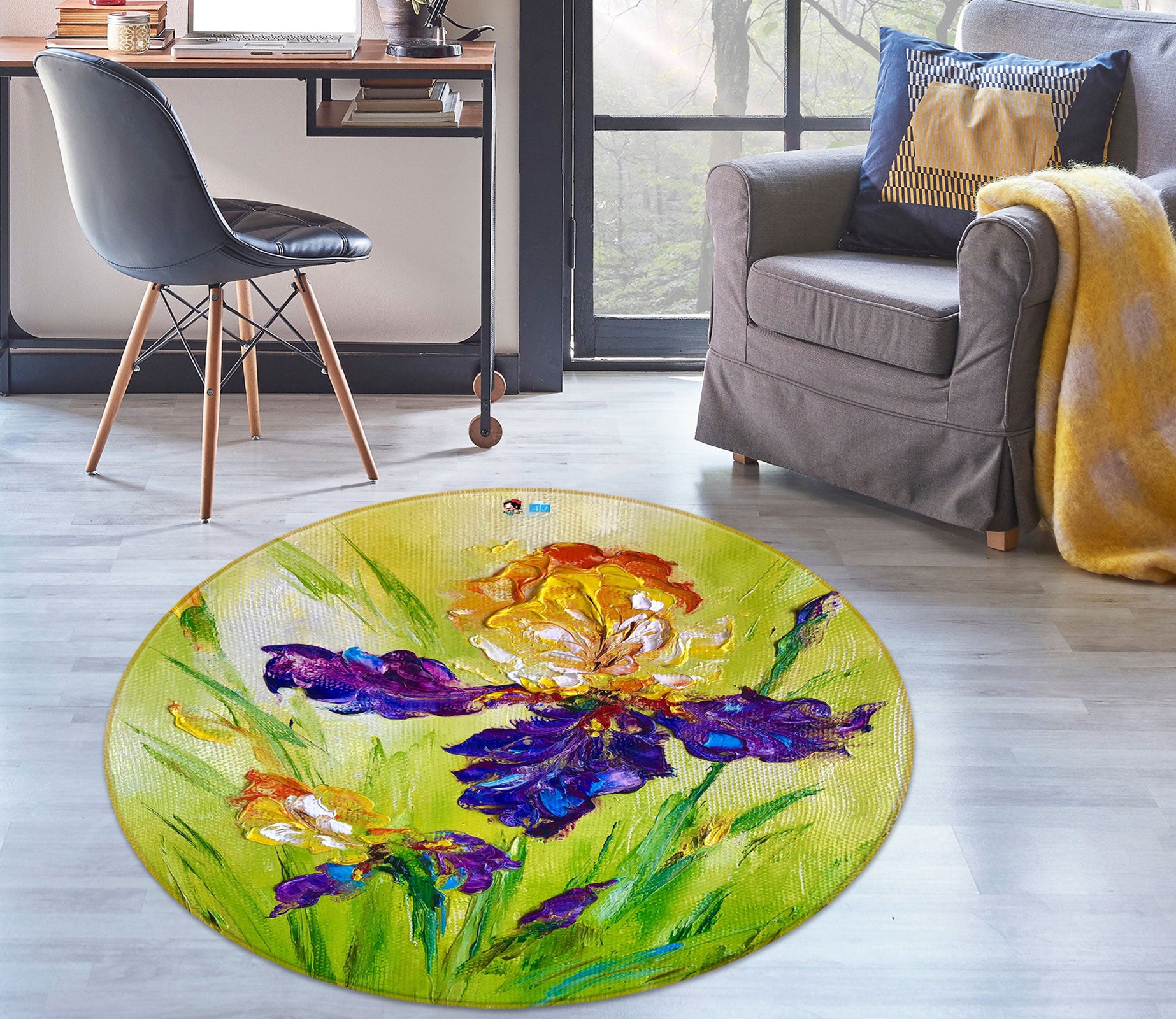 3D Beautiful Flower 751 Skromova Marina Rug Round Non Slip Rug Mat