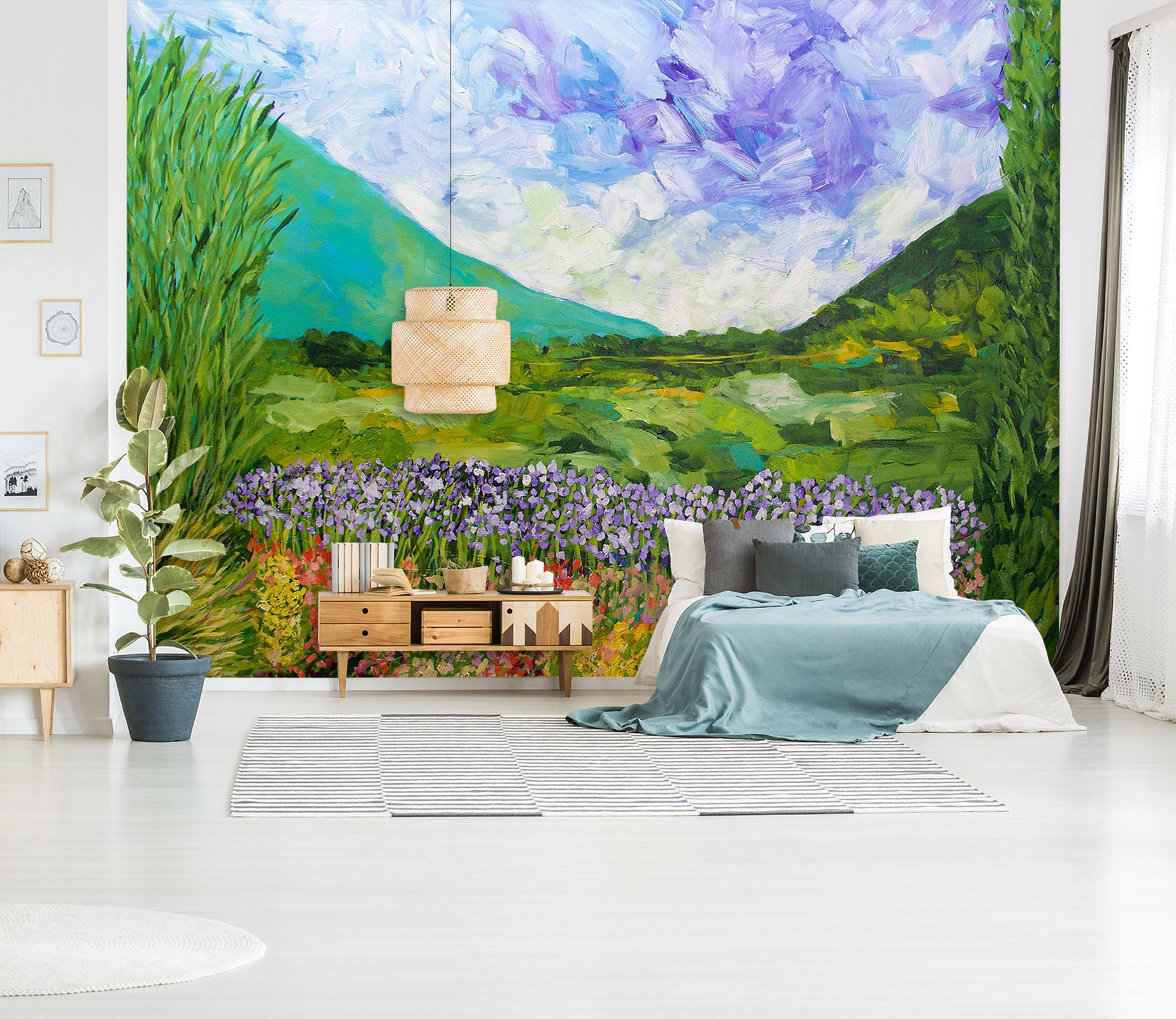 3D Grassland White Clouds 239 Allan P. Friedlander Wall Mural Wall Murals