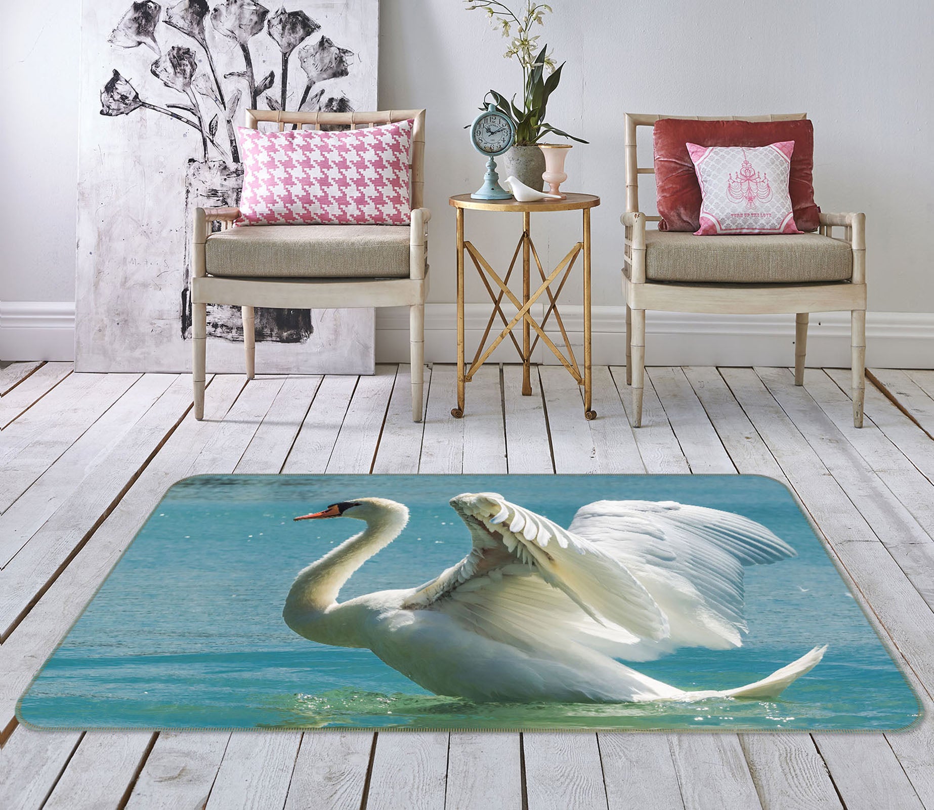 3D Swan 69021 Animal Non Slip Rug Mat