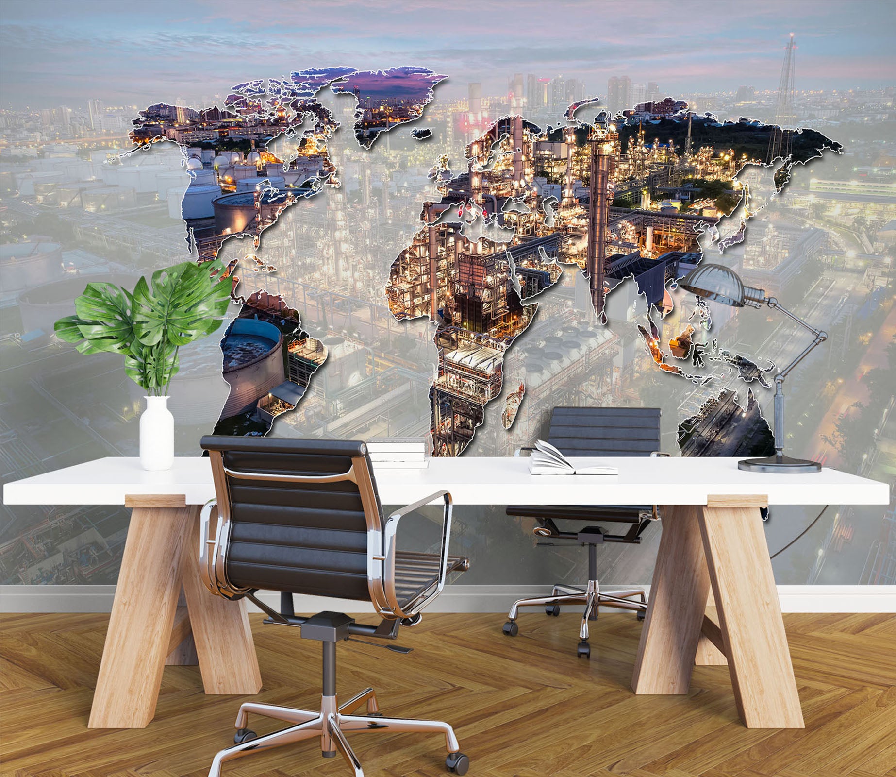 3D Building World Map 1092 Wall Murals