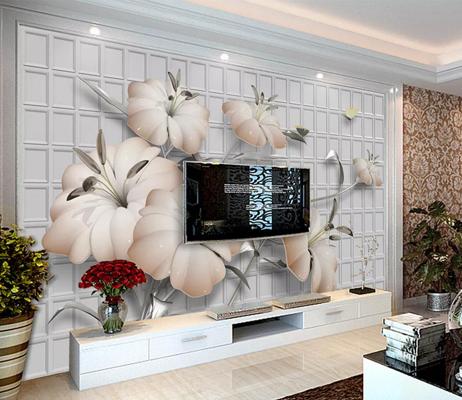 3D Pink Flower WC2077 Wall Murals