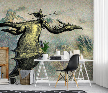 3D Dragon Mount Armored Soldier 7051 Ciruelo Wall Mural Wall Murals