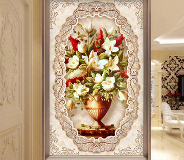 3D Vase Gardenia WC828 Wall Murals