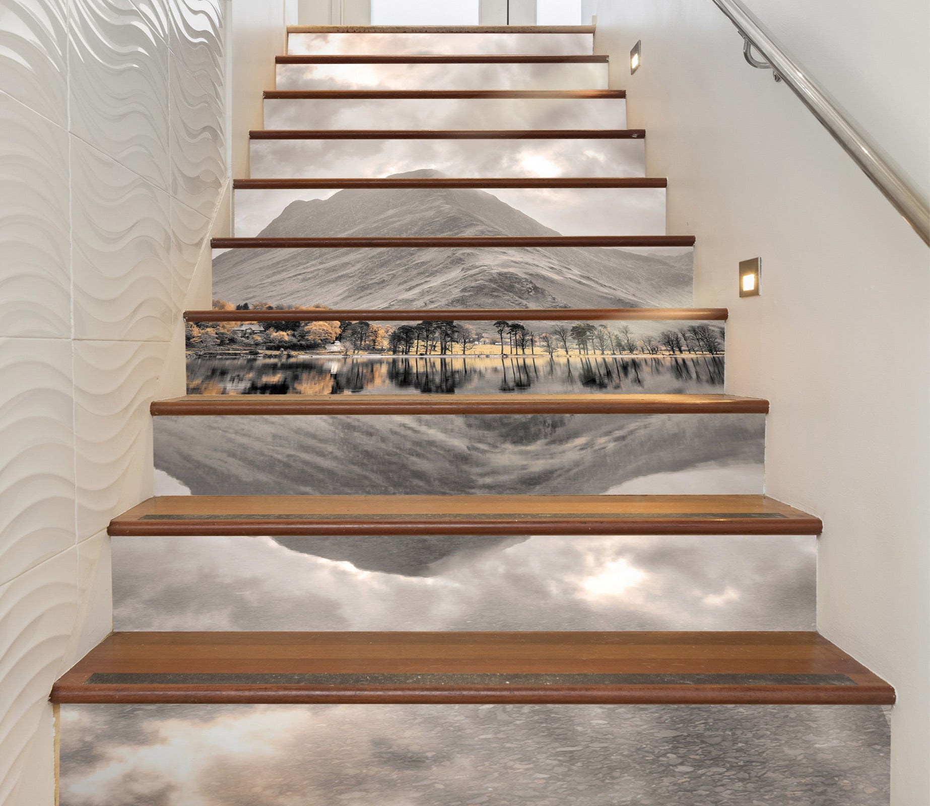 3D Lake Mountains Shadow 99159 Assaf Frank Stair Risers