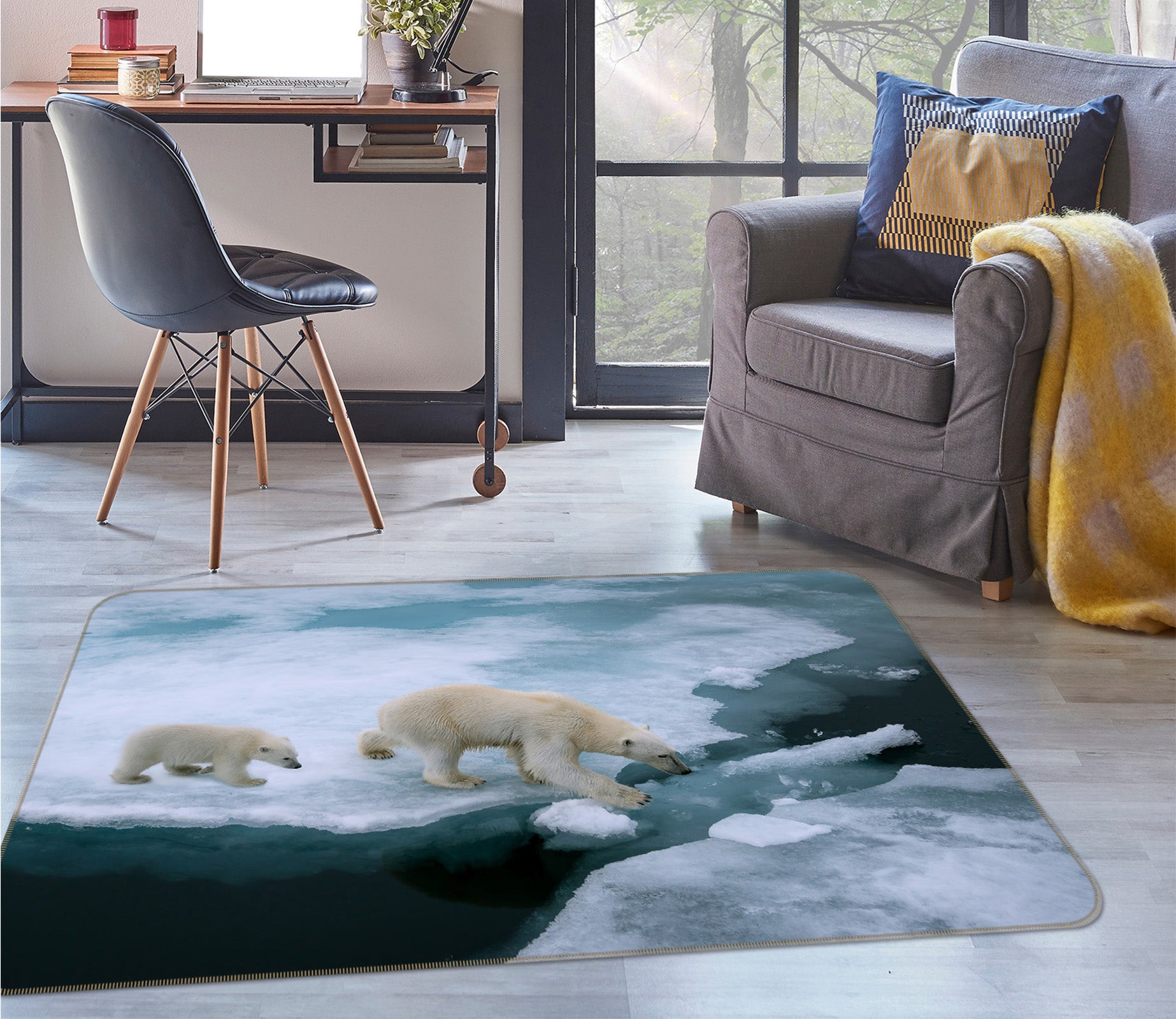 3D Polaris Glacier 38137 Animal Non Slip Rug Mat