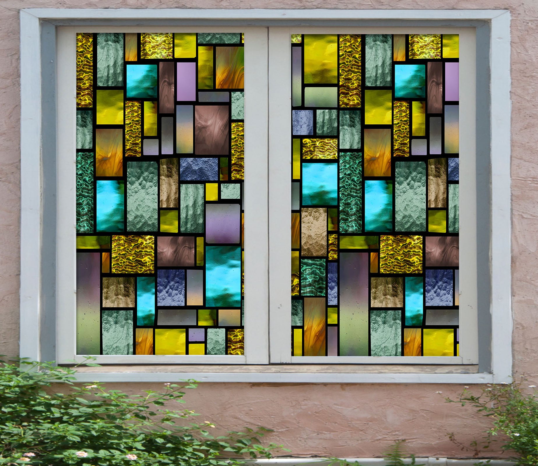 3D Rectangular Graphics 297 Window Film Print Sticker Cling Stained Glass UV Block