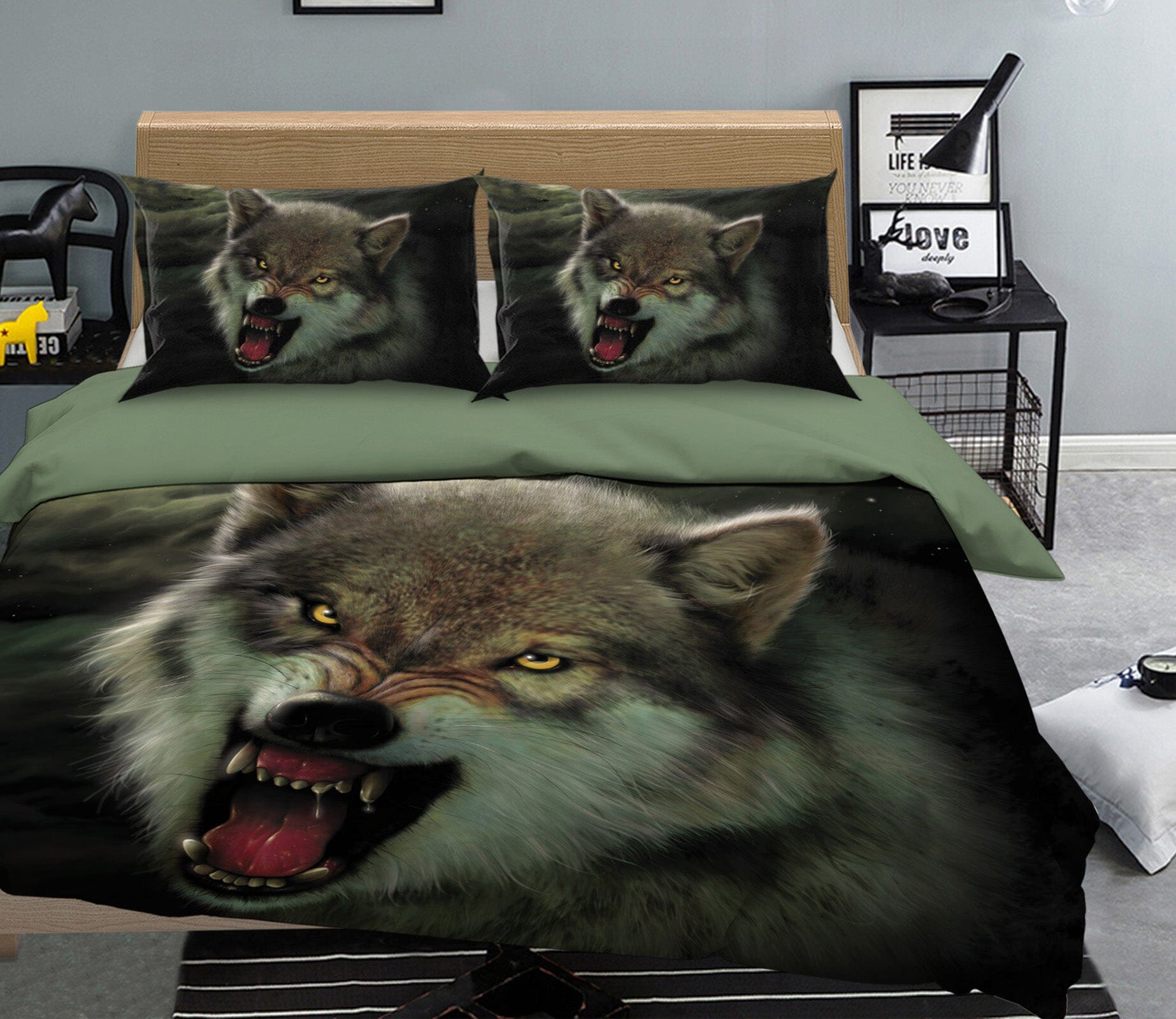 3D Moon Wolf 064 Bed Pillowcases Quilt Exclusive Designer Vincent Quiet Covers AJ Creativity Home 