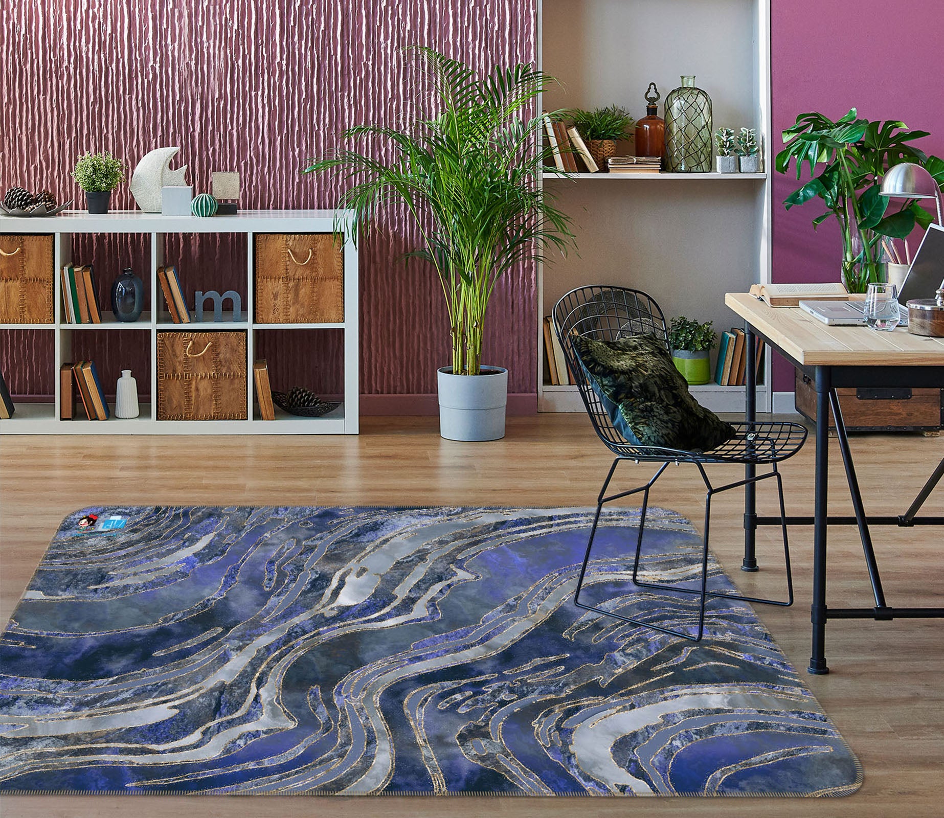 3D Purple Blue Texture 83019 Andrea haase Rug Non Slip Rug Mat