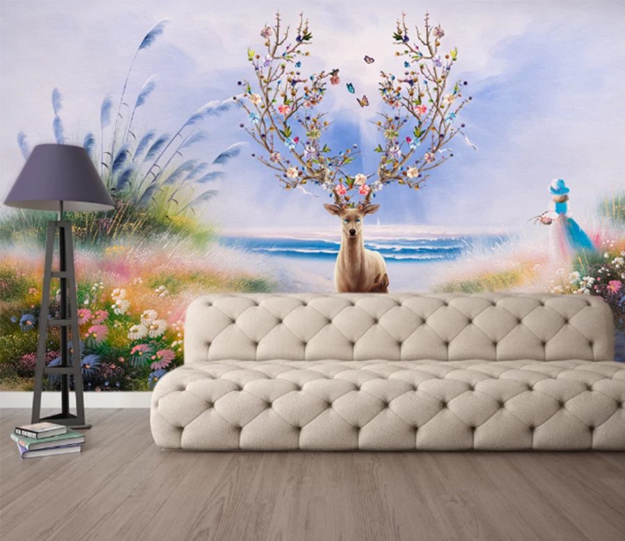 3D Fawn Butterfly WC990 Wall Murals