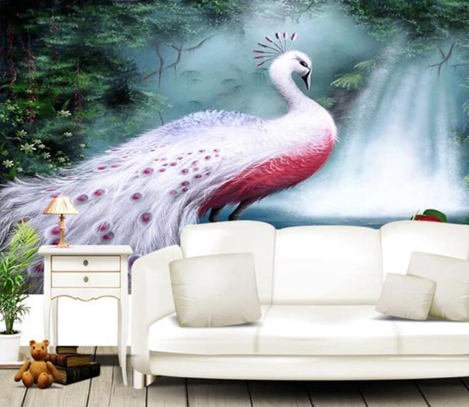 3D Peacock Lake 889 Wall Murals Wallpaper AJ Wallpaper 2 