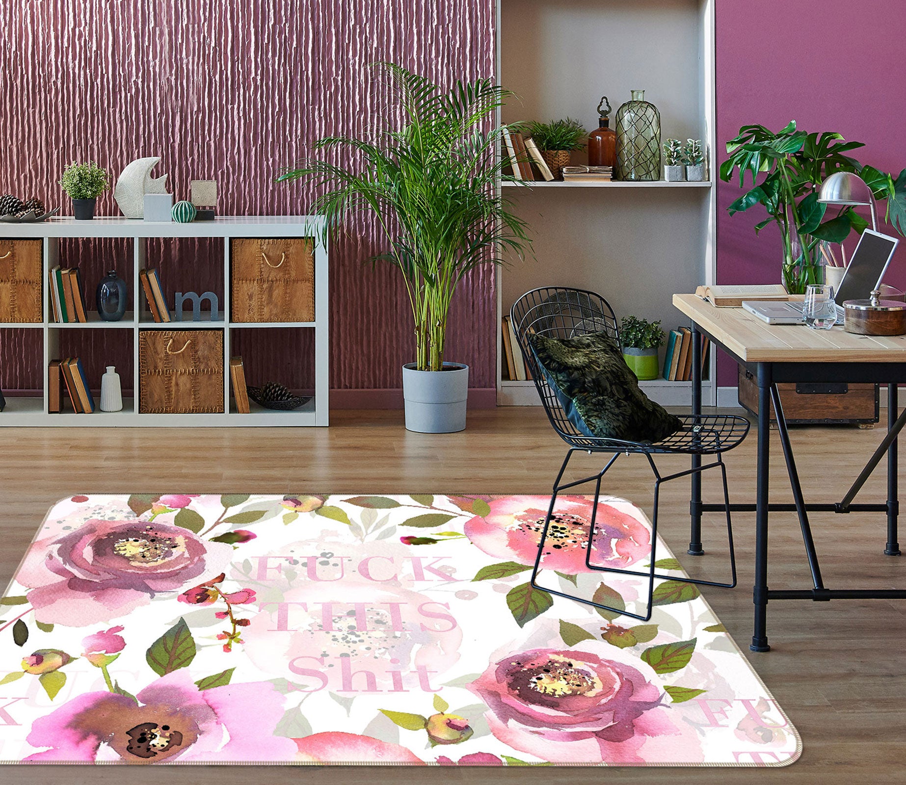 3D Peony Pattern 085 Uta Naumann Rug Non Slip Rug Mat