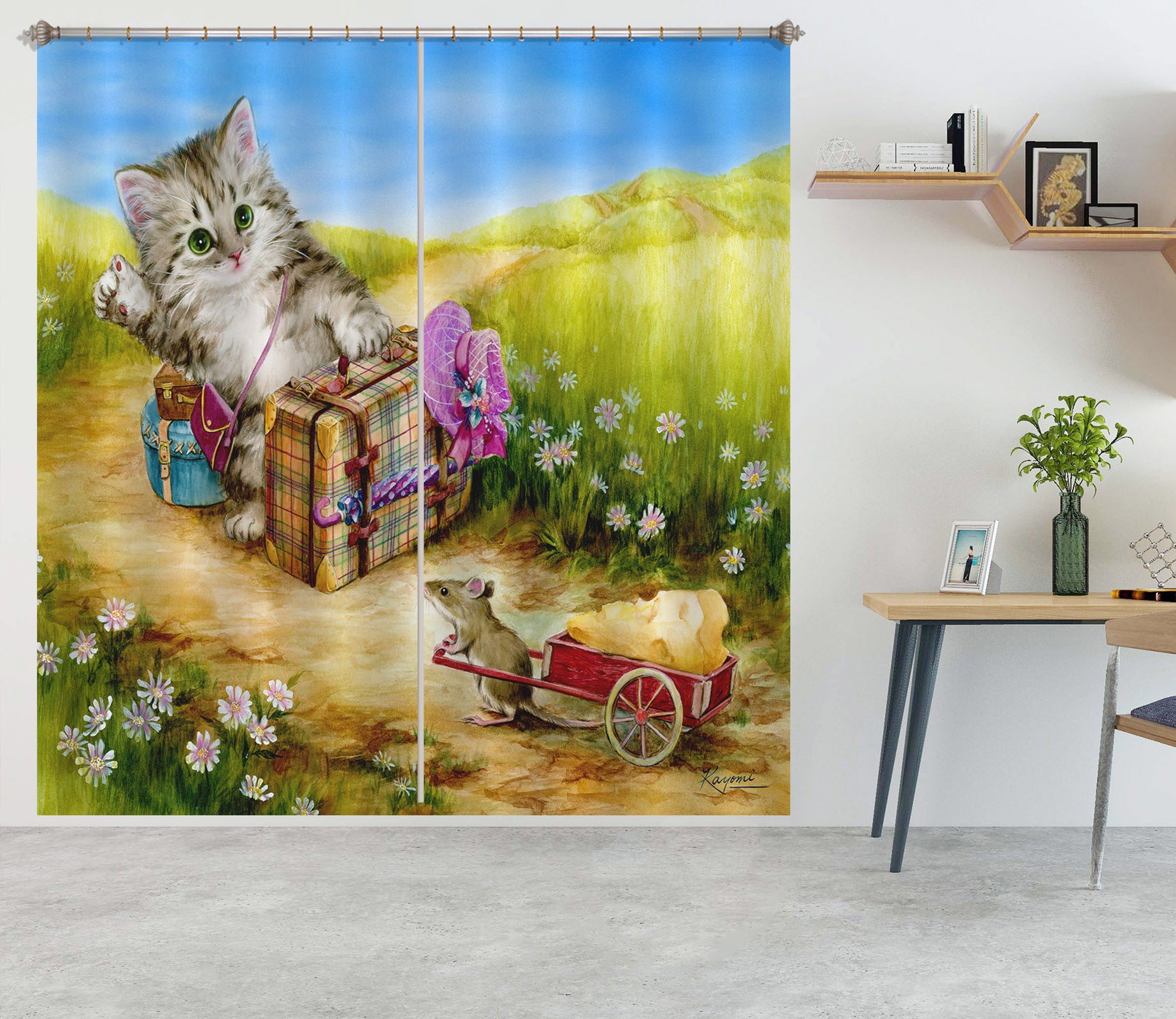 3D Lawn Cat 9039 Kayomi Harai Curtain Curtains Drapes