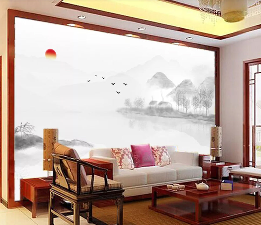 3D Fisherman Lake WC817 Wall Murals