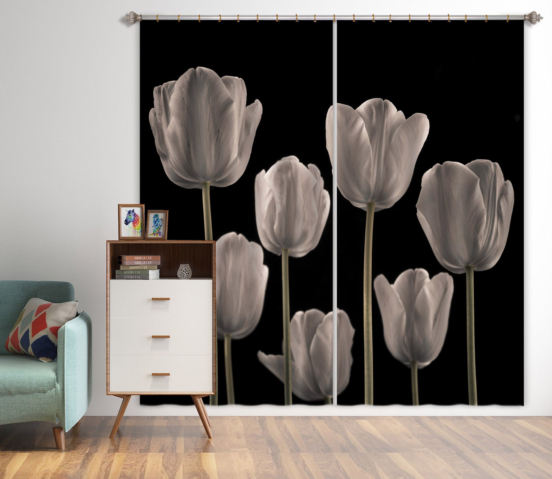 3D White Bud 6309 Assaf Frank Curtain Curtains Drapes