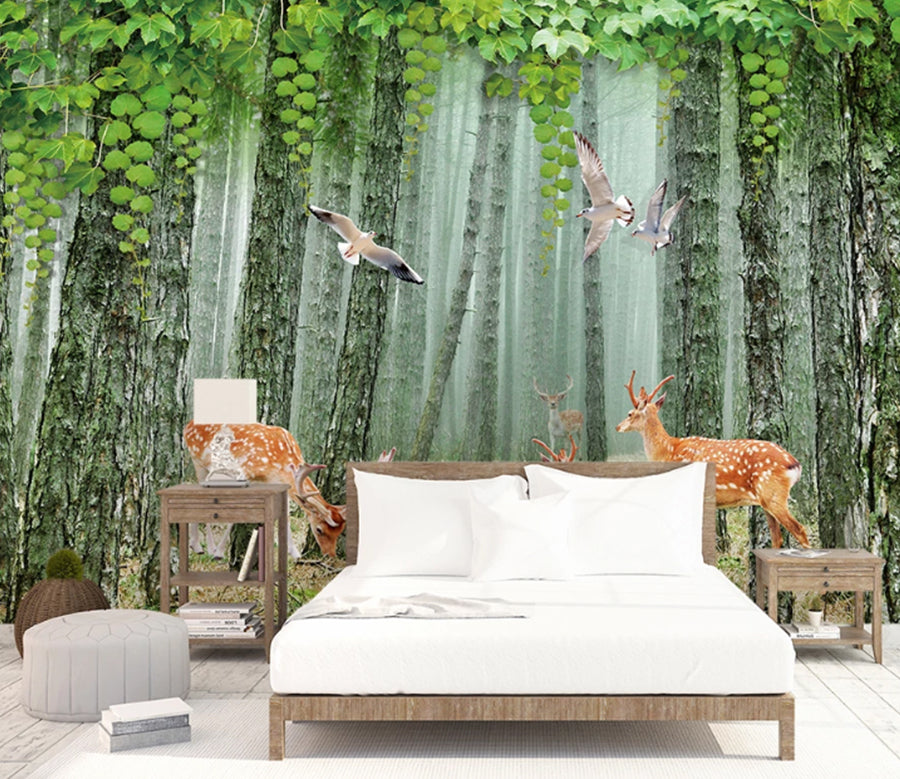 3D Sika Deer Pigeon WC1542 Wall Murals