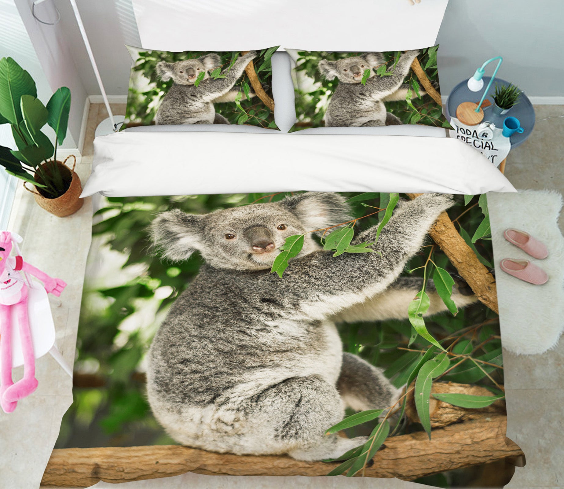 3D Koala Leaves 078 Bed Pillowcases Quilt