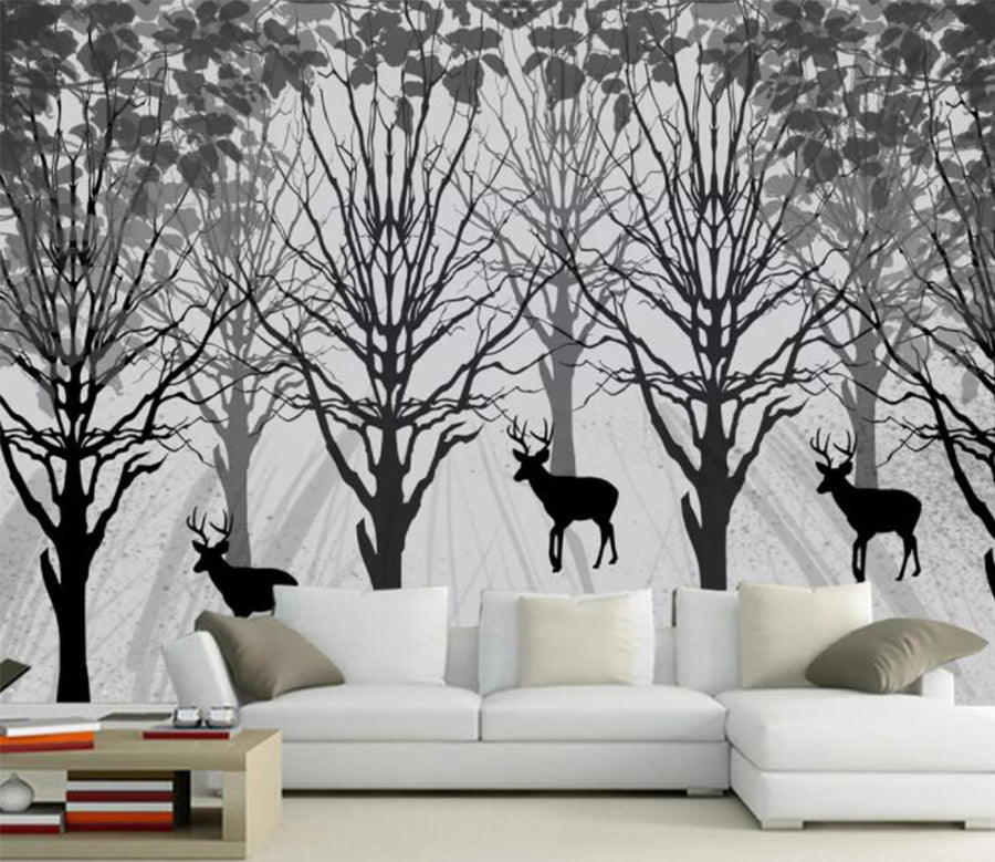 3D Black Fawn WC1304 Wall Murals