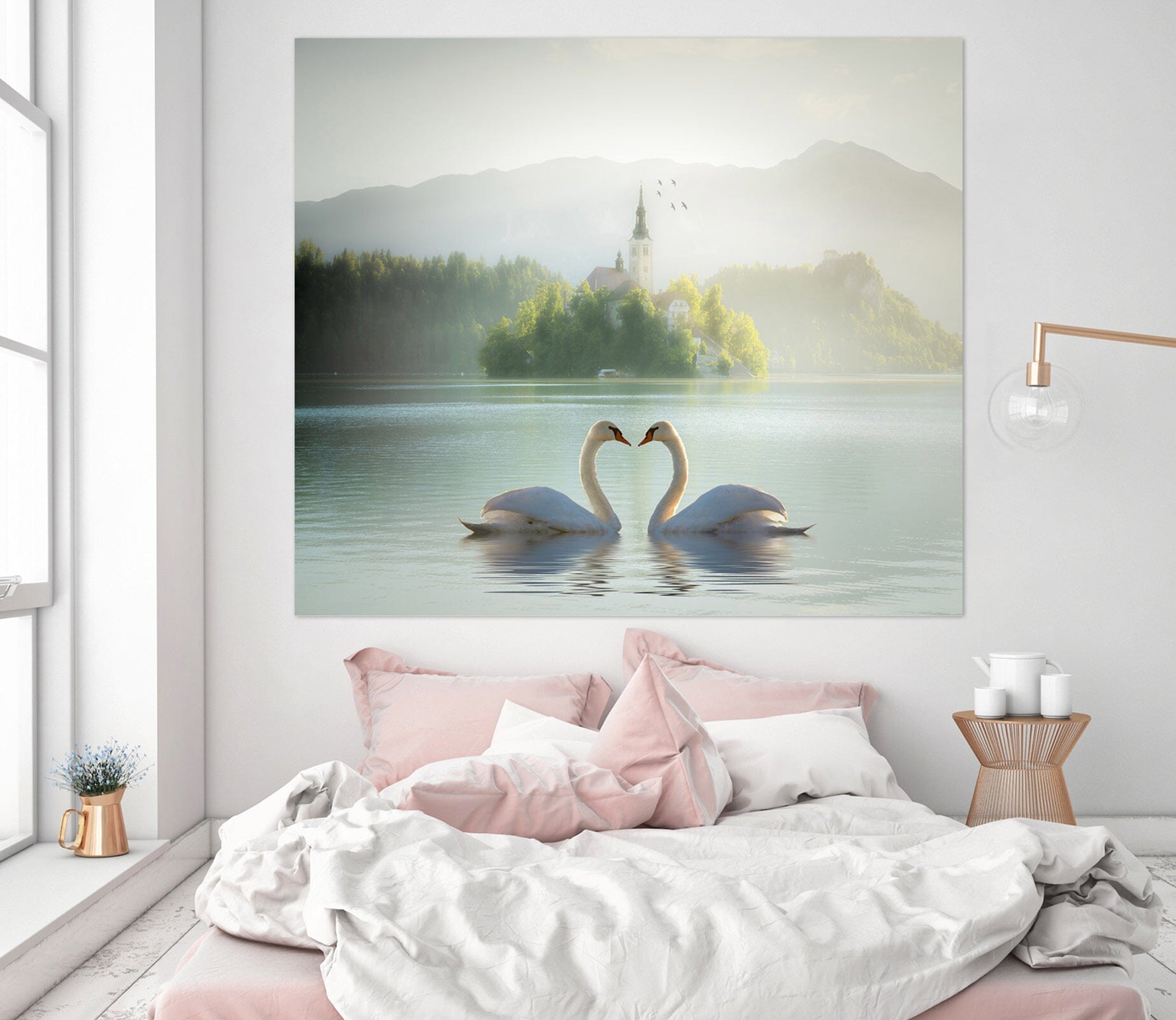 3D Swan Lake 124 Marco Carmassi Wall Sticker Wallpaper AJ Wallpaper 2 