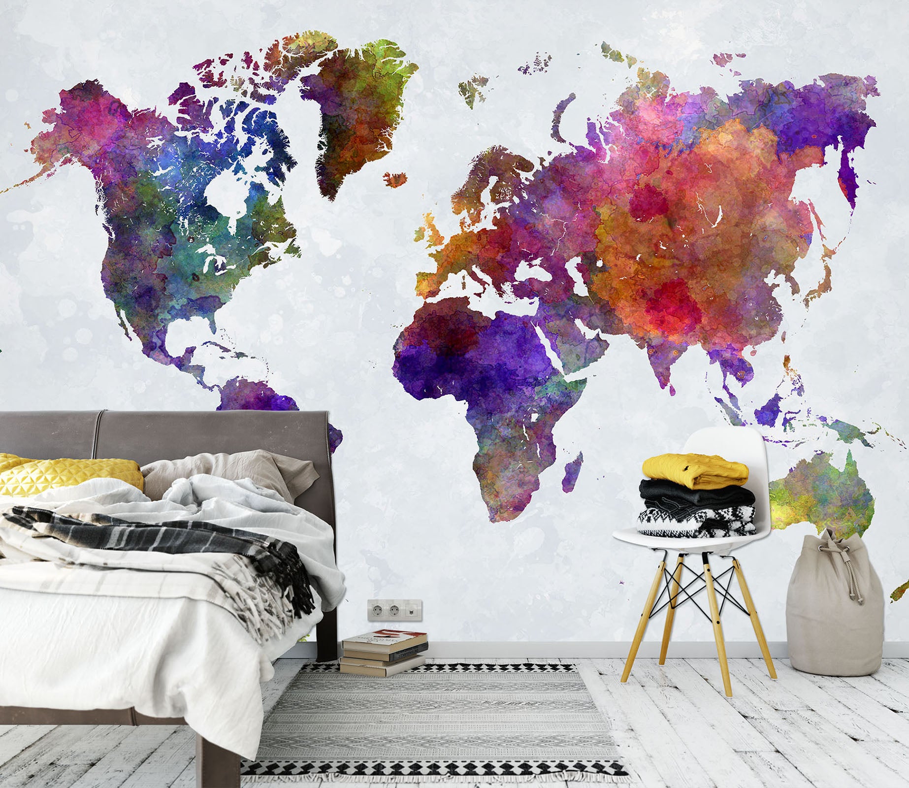 3D Color Painting 2011 World Map Wall Murals