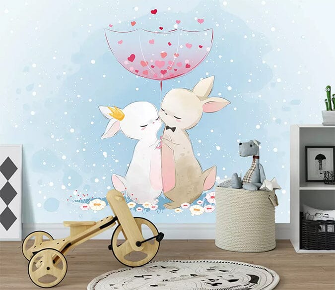 3D Rabbit Love 2415 Wall Murals Wallpaper AJ Wallpaper 2 