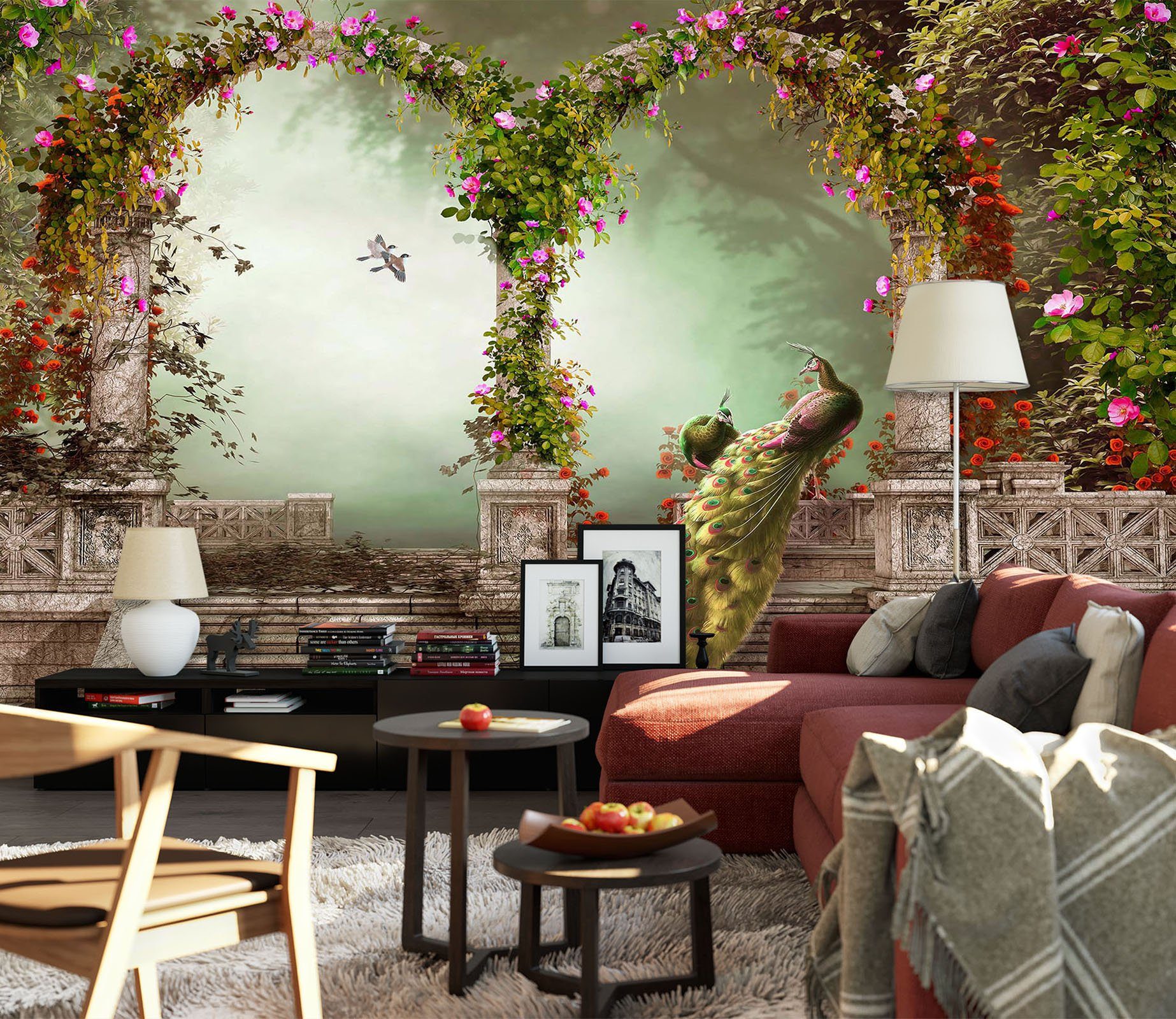 3D Arch Peacock 1487 Wall Murals Wallpaper AJ Wallpaper 2 