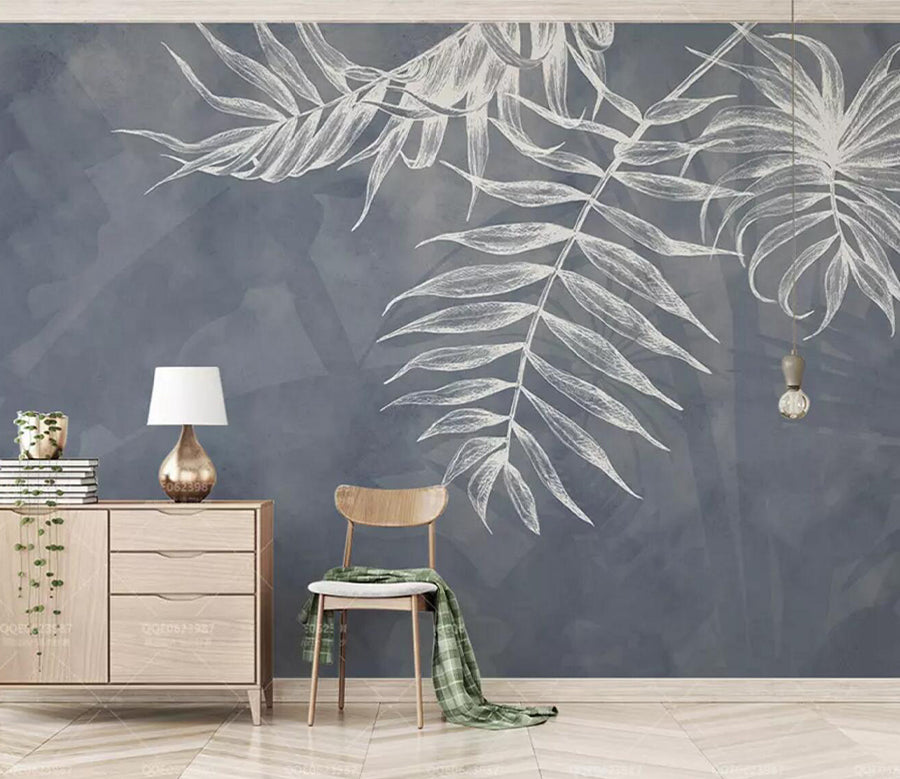 3D Chalk Drawing Leaves WC576 Wall Murals