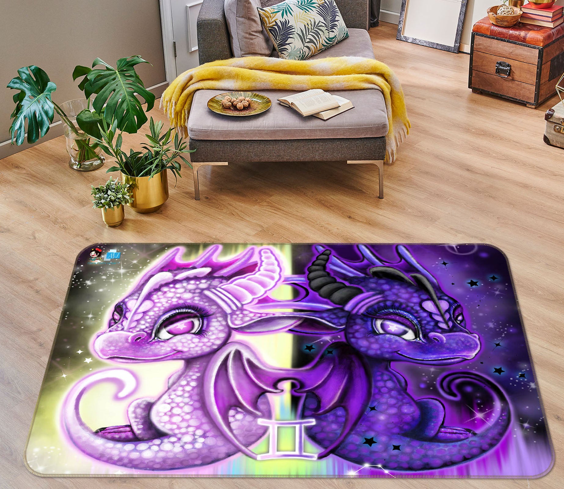 3D Pink Purple Dragon 8509 Sheena Pike Rug Non Slip Rug Mat