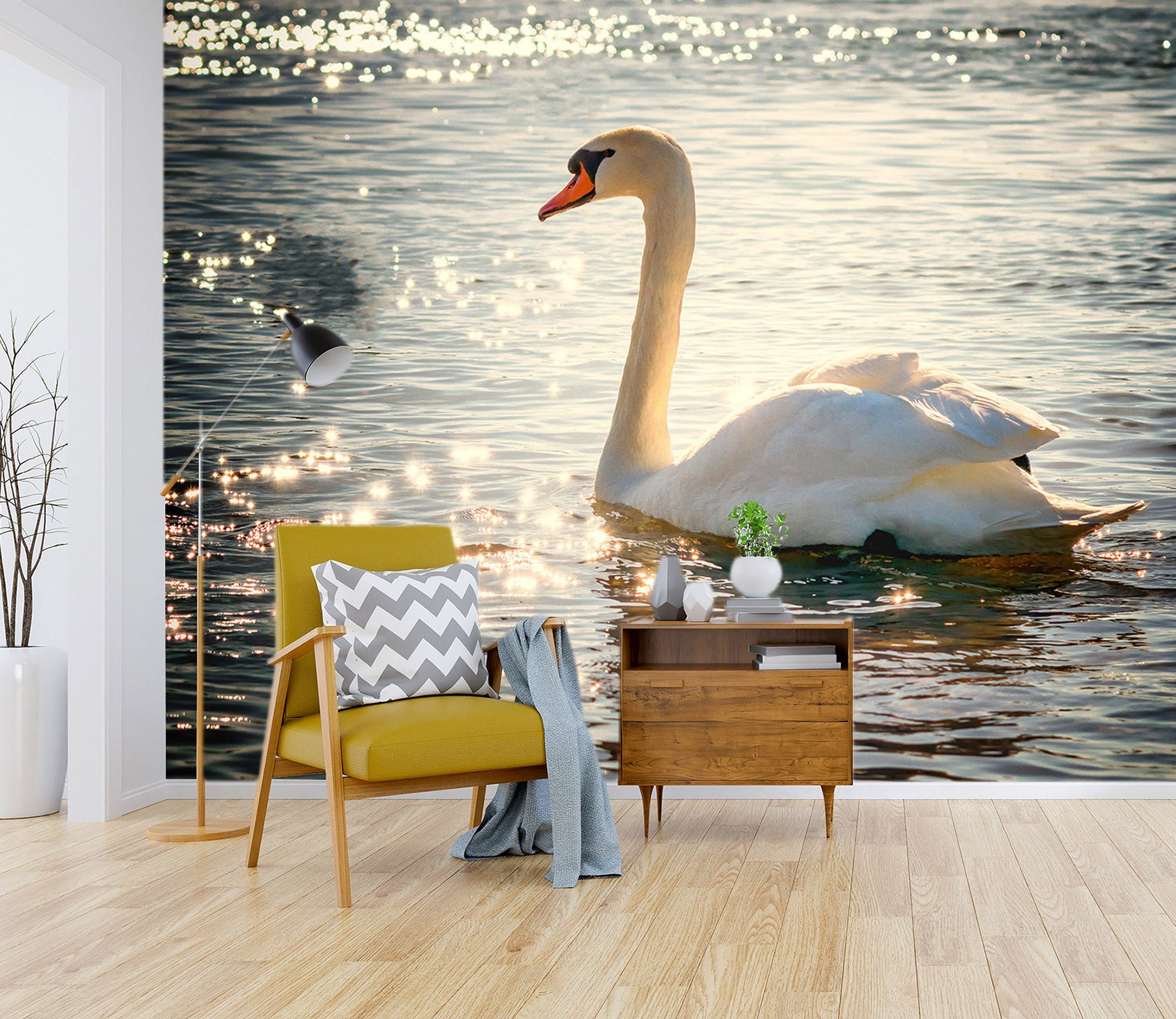 3D Swan Lake 267 Wall Murals