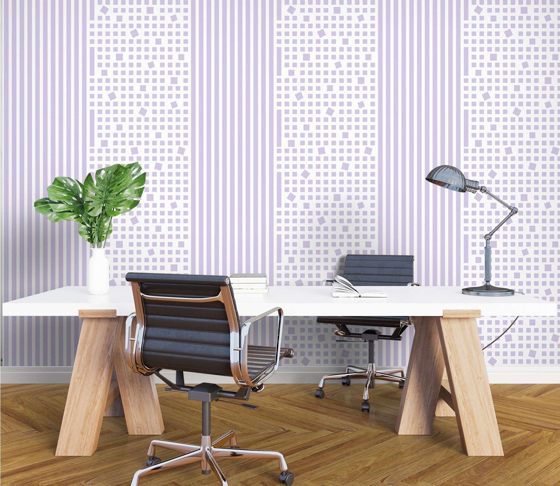 3D Light Purple Stripe Dots 98139 Kasumi Loffler Wall Mural Wall Murals