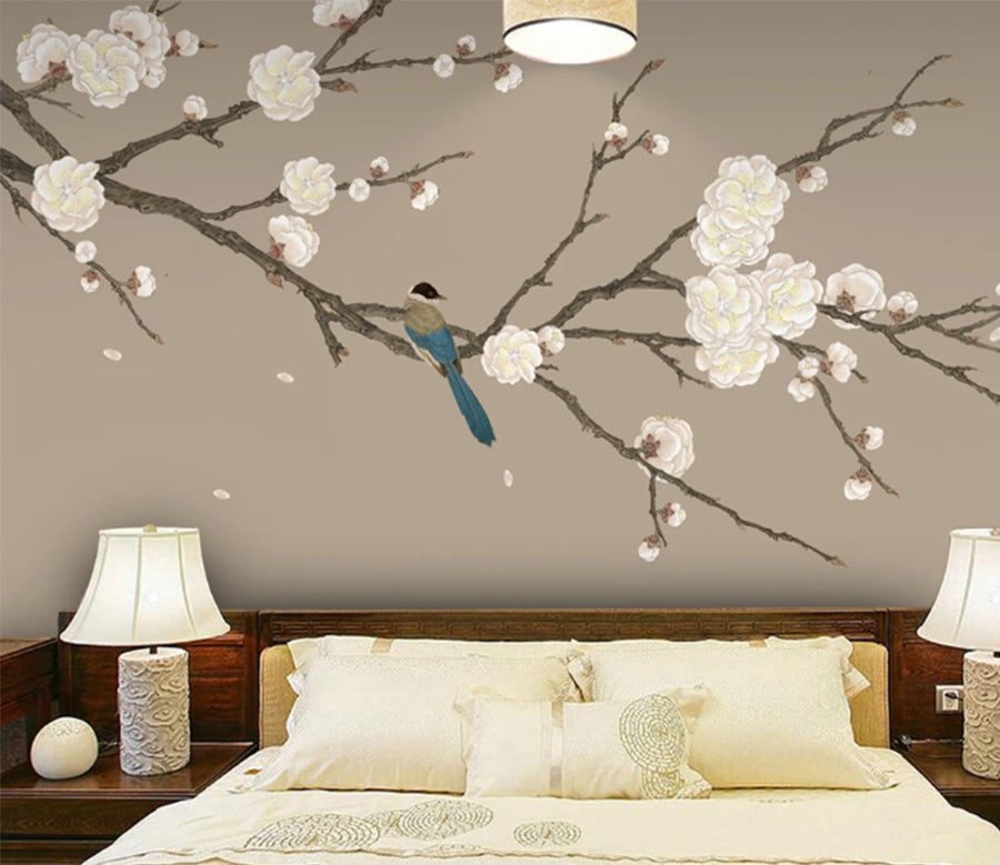 3D White Plum WC374 Wall Murals