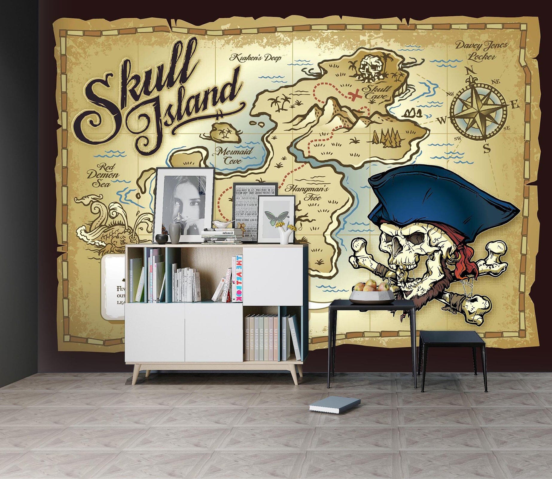 3D Skull Treasure Map 033 Wall Murals Wallpaper AJ Wallpaper 2 