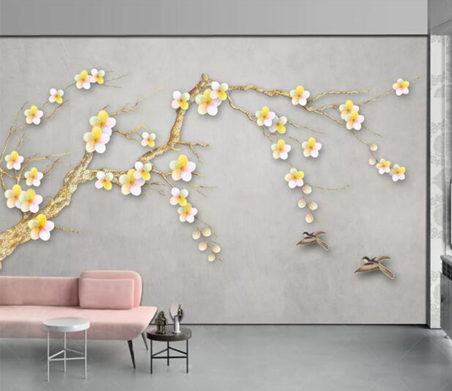 3D Yellow Plum WC1105 Wall Murals