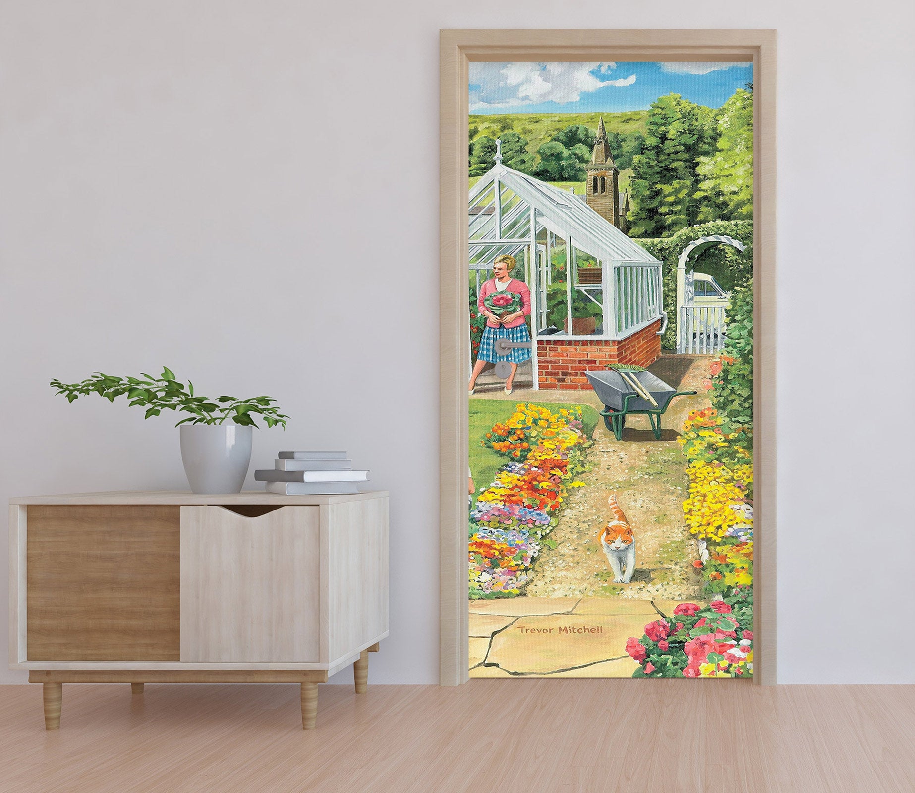 3D Flower Bush Glass Room 10362 Trevor Mitchell Door Mural