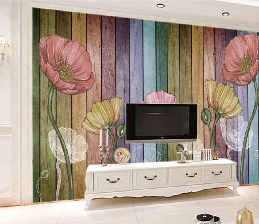 3D Red Flower WC154 Wall Murals