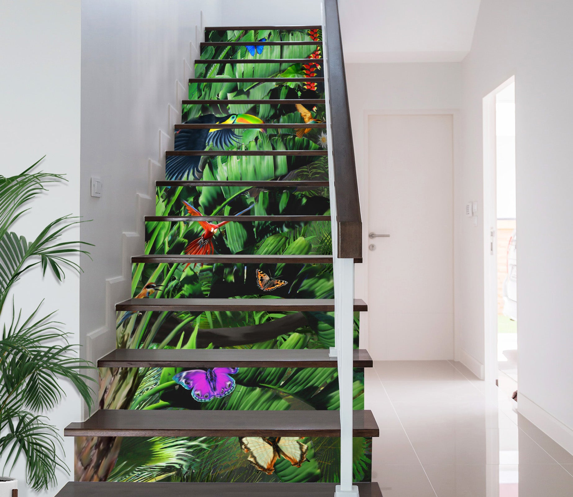 3D Jungle Leaf Butterfly 96209 Adrian Chesterman Stair Risers