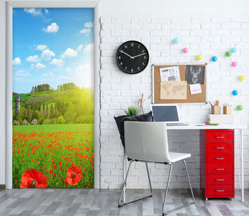 3D Flowers And Grass 23080 Door Mural