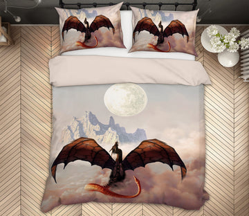 3D Mountain Moon Dragon 6222 Ciruelo Bedding Bed Pillowcases Quilt