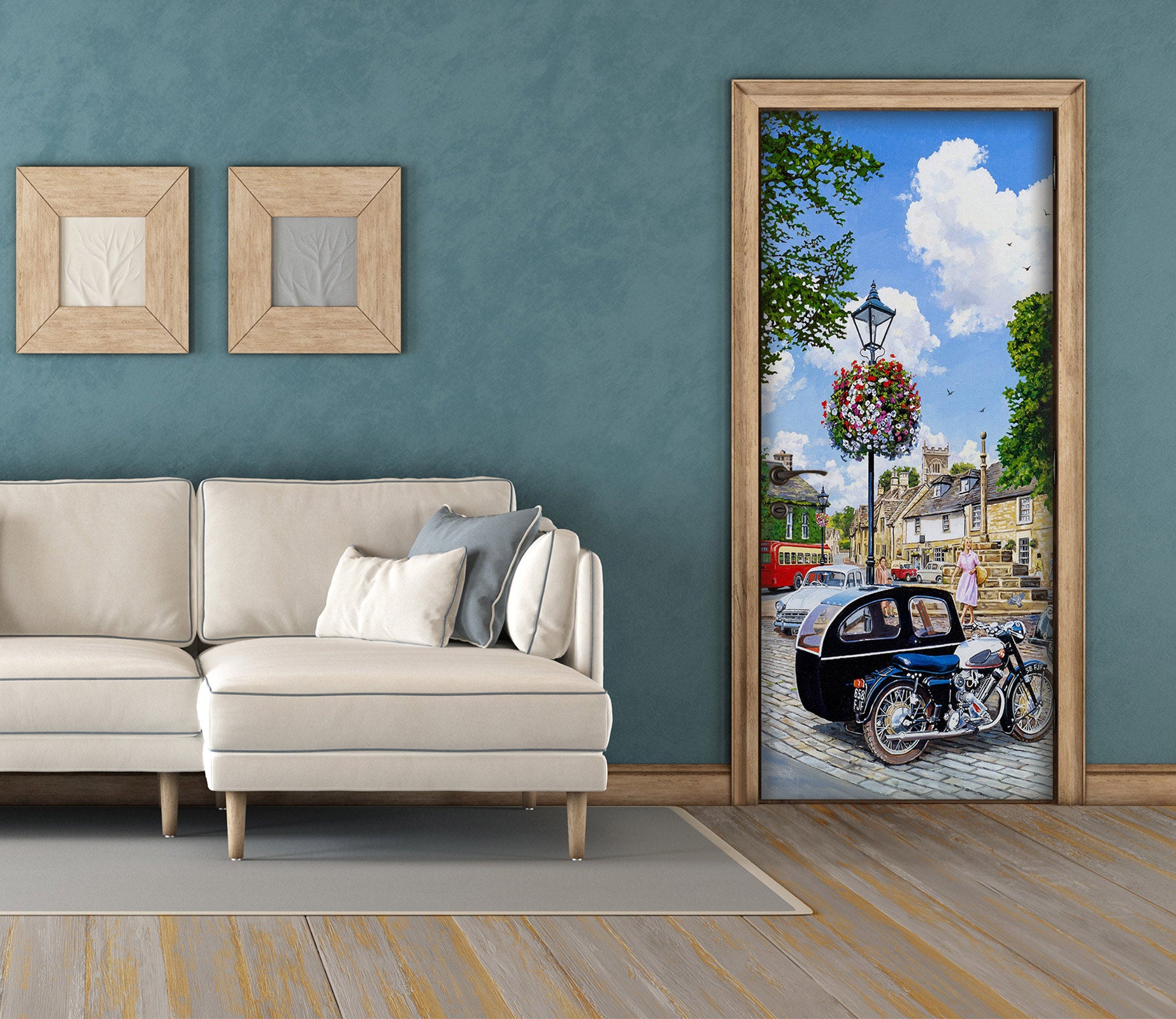 3D Motorcycle Street Light Stairs 103172 Trevor Mitchell Door Mural